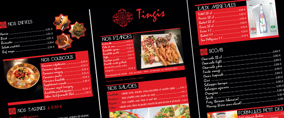 carte menu pour restaurants